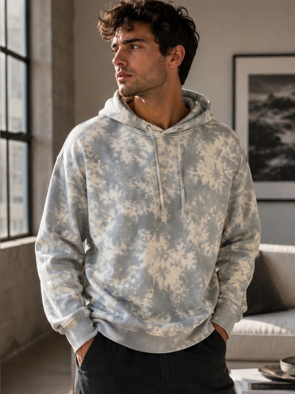 Richer Poorer Recycled Fleece Tie Dye Hoodie Blue Mirage M